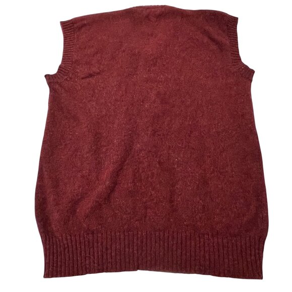 Royal Scott Wool Cable Front V-neck Sweater Vest, Vtg, Burgundy, 2X - Picture 2 of 7